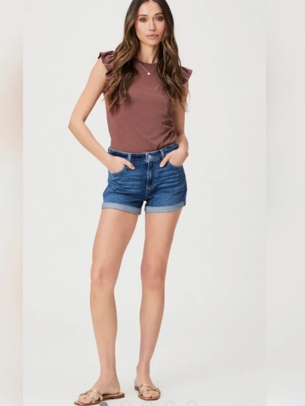 NWOT Paige “Jimmy Jimmy Skinny” Mid Rise Dark Wash Cut Off Jean Shorts Size 28